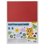 Картон цветной Silwerhof ассорти немелованная 8л. 8цв. A4 Веселые друзья 230г/м2 1диз. ПЭТ (упак.:25шт)