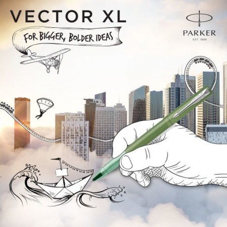 Ручка роллер Parker Vector XL (2159777) зеленый F черн. черн. подар.кор.