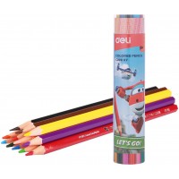Карандаши цв. Deli EC00807 Super Wings шестигран. тополь 12цв. туба пл.