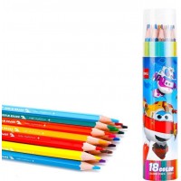 Карандаши цв. Deli EC00817 Super Wings шестигран. тополь 18цв. туба пл.