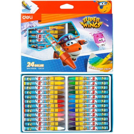 Восковые мелки Deli EC21020 Super Wings 24цв. картон.кор./европод.