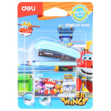 Степлер настольный Deli E0249 Super Wings 24/6 26/6 (12листов) ассорти 40скоб металл/пластик блистер