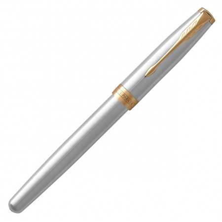 Ручка перьев. Parker Sonnet Core F527 (CW1931504) Stainless Steel GT F сталь нержавеющая подар.кор.