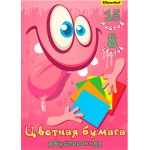 Бумага цветная Silwerhof ассорти двустор. 16л. 8цв. A4 Монстрики 50г/м2 1диз. обл.бум.офсет скрепка