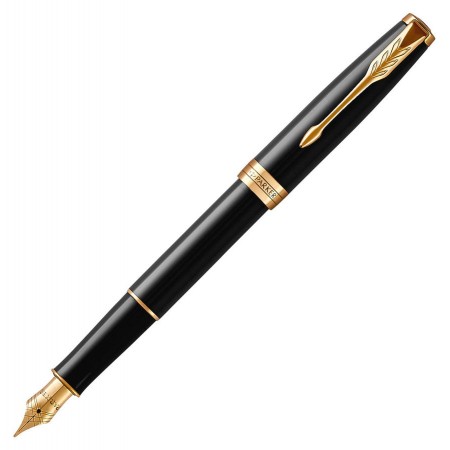 Ручка перьев. Parker Sonnet Core F530 (CW1931494) LaqBlack GT F сталь нержавеющая подар.кор.