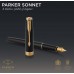 Ручка перьев. Parker Sonnet Core F530 (CW1931494) LaqBlack GT F сталь нержавеющая подар.кор.