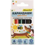 Карандаши цв. Silwerhof Jumbo Mini Веселые друзья 6мм шестигран. дерево ассорти 6цв. коробка/европод.