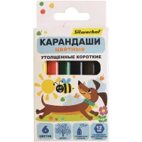 Карандаши цв. Silwerhof Jumbo Mini Веселые друзья 6мм шестигран. дерево ассорти 6цв. коробка/европод.