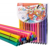 Фломастеры Deli EC157-24 ColoRun 24цв. пакет с европодвесом