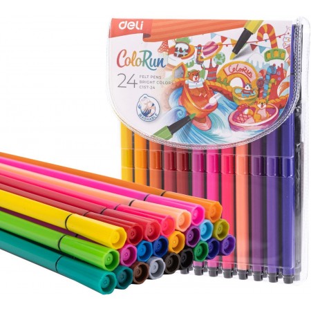 Фломастеры Deli EC157-24 ColoRun 24цв. пакет с европодвесом