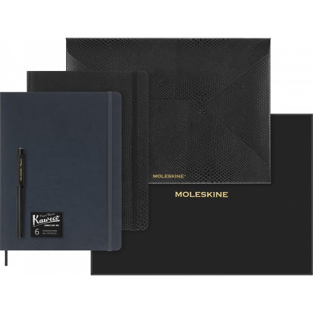 Набор Moleskine Limited Edition Precious & Ethical Boa блокнот 2шт/ручка перьевая/папка-конверт XLarge линейка черный/темно-зеленый