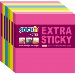 Блок самоклеящийся бумажный Stick`n Extra Sticky 21679 76x76мм 90лист. 70г/м2 неон ассорти (упак.:6шт)