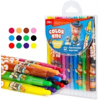 Восковые мелки Deli EC223-12 Color Kids кругл. с поворотным механизмом 12цв. (12шт) дл.165мм д.10мм блист.европод.