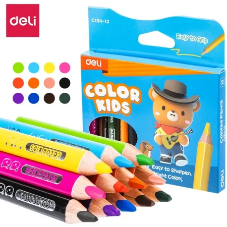 Карандаши цв. Deli EC-134-12 Color Kids трехгран. ассорти 12цв. карт.кор. (12шт) 12 карандашей