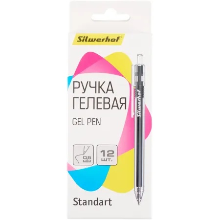 Набор ручек гелев. автоматическая Silwerhof NG Standart d=0.5мм син. черн. кор.карт. (12шт)