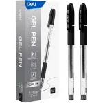 Ручка гелев. Deli EG150-BK прозрачный d=0.38мм черн. черн. игловидный пиш. наконечник резин. манжета
