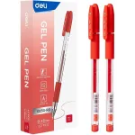 Ручка гелев. Deli EG150-RD прозрачный d=0.38мм красн. черн. игловидный пиш. наконечник резин. манжета