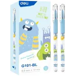 Ручка гелев. Deli EG101-BL прозрачный d=0.5мм син. черн. карт.уп. игловидный пиш. наконечник резин. манжета
