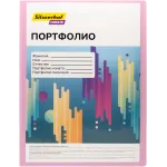 Папка-портфолио с 40 прозр.вклад. Silwerhof Create A4 пластик 0.7мм карм.на лиц.стор. розовый