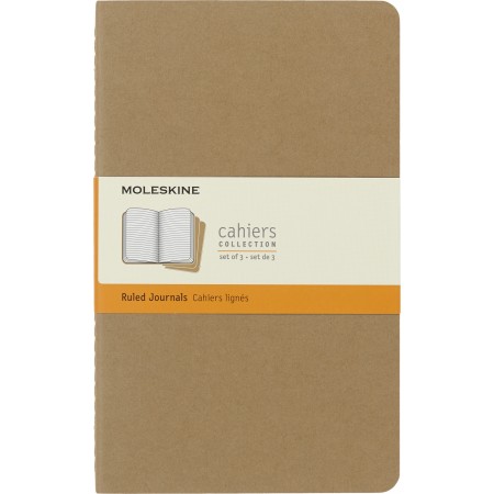 Блокнот Moleskine CAHIER JOURNAL QP416 Large 130х210мм обложка картон 80стр. линейка бежевый (3шт)