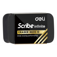 Ластик Deli EH00510 Scribe Infinite 20x10x40мм черный индивидуальная картонная упаковка