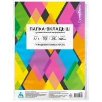 Папка-вкладыш Бюрократ СуперЛюкс -060GSLUX глянцевые А4+ 60мкм (упак.:100шт)