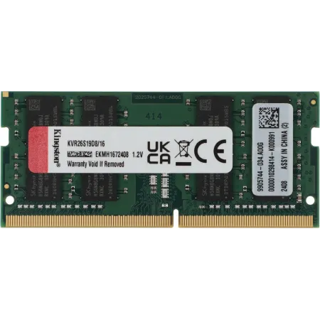 Память DDR4 16Gb 2666MHz Kingston KVR26S19D8/16 VALUERAM RTL PC4-21300 CL19 SO-DIMM 260-pin 1.2В dual rank Ret