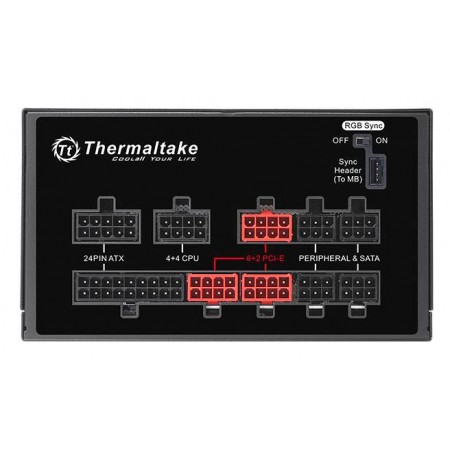 Блок питания Thermaltake ATX 850W Toughpower Grand RGB Sync 80+ gold 24pin APFC 140mm fan color LED 12xSATA Cab Manag RTL