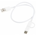 Кабель Xiaomi Mi 2-in-1 SJV4083TY USB (m)-USB Type-C (m)/micro USB (m) 0.3м белый