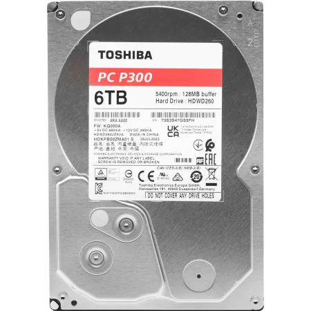 Жесткий диск Toshiba Original SATA-III 6TB HDWD260UZSVA Desktop P300 4KN (5400rpm) 128Mb 3.5"