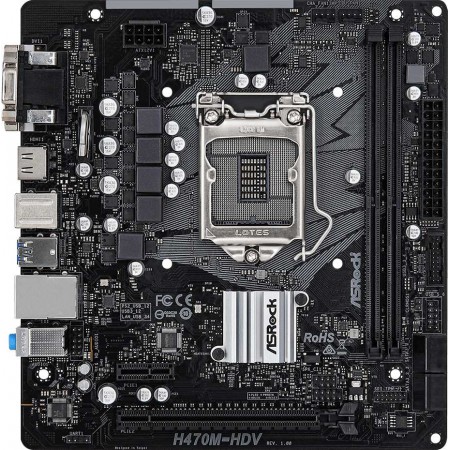 Материнская плата Asrock H470M-HDV Soc-1200 Intel H470 2xDDR4 mATX AC`97 8ch(7.1) GbLAN+VGA+DVI+HDMI