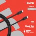 Кабель Buro PD15W USB Type-C (m)-USB Type-C (m) 1м черный