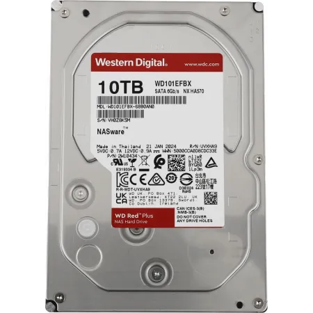 Жесткий диск WD SATA-III 10Tb WD101EFBX NAS Red Plus (7200rpm) 256Mb 3.5"