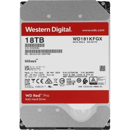 Жесткий диск WD SATA-III 18Tb WD181KFGX NAS Red Pro (7200rpm) 512Mb 3.5"