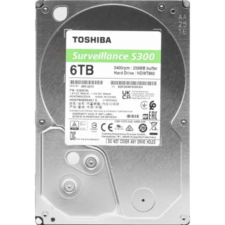 Жесткий диск Toshiba Original SATA-III 6Tb HDWT860UZSVA Surveillance S300 (5400rpm) 256Mb 3.5"