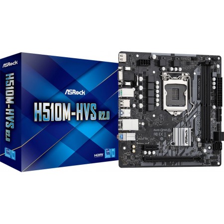 Материнская плата Asrock H510M-HVS R2.0 Soc-1200 Intel H510 2xDDR4 mATX AC`97 8ch(7.1) GbLAN+VGA+HDMI