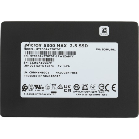 Накопитель SSD Crucial SATA-III 3.84TB MTFDDAK3T8TDT-1AW1ZABYY 5300 Max 2.5"