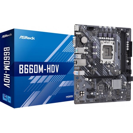 Материнская плата Asrock B660M-HDV Soc-1700 Intel B660 2xDDR4 mATX AC`97 8ch(7.1) GbLAN RAID+VGA+HDMI+DP