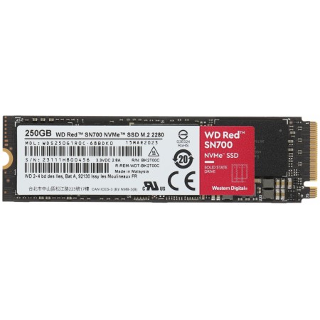 Накопитель SSD WD PCIe 3.0 x4 250GB WDS250G1R0C Red SN700 M.2 2280