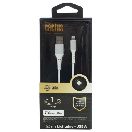 Кабель Cactus CS-LG.USB.A-1 USB (m)-Lightning (m) 1м белый блистер