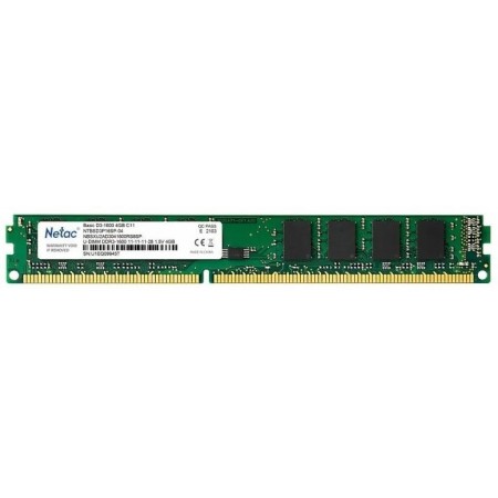 Память DDR3 4Gb 1600MHz Netac NTBSD3P16SP-04 Basic RTL PC3-12800 CL11 DIMM 240-pin 1.5В Ret