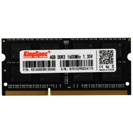 Память DDR3L 4GB 1600MHz Kingspec KS1600D3N13504G RTL PC3-12800 CL11 SO-DIMM 204-pin 1.35В single rank Ret