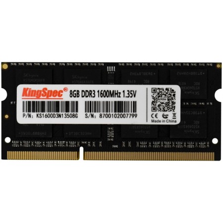 Память DDR3L 8GB 1600MHz Kingspec KS1600D3N13508G RTL PC3L-12800 CL11 SO-DIMM 204-pin 1.35В single rank Ret