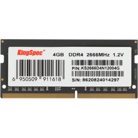 Память DDR4 4GB 2666MHz Kingspec KS2666D4N12004G RTL PC4-21300 SO-DIMM 260-pin 1.35В dual rank Ret