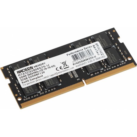 Память DDR4 32Gb 2666MHz AMD R7432G2606S2S-U Radeon R7 Performance Series RTL PC4-21300 CL19 SO-DIMM 260-pin 1.2В Ret