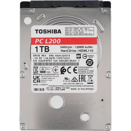 Жесткий диск Toshiba SATA-III 1Tb HDWL110UZSVA Notebook L200 Slim (5400rpm) 128Mb 2.5"