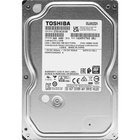 Жесткий диск Toshiba SATA-III 1TB DT01ACA100 Desktop 4KN (7200rpm) 32Mb 3.5"