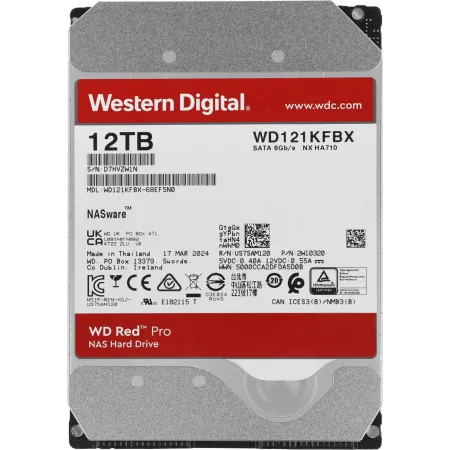 Жесткий диск WD SATA-III 12TB WD121KFBX NAS Red Pro (7200rpm) 256Mb 3.5"