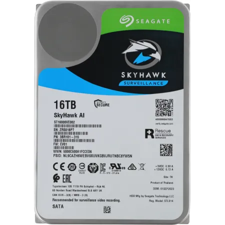 Жесткий диск Seagate SATA-III 16TB ST16000VE002 Surveillance SkyHawkAI 512E (7200rpm) 256Mb 3.5"