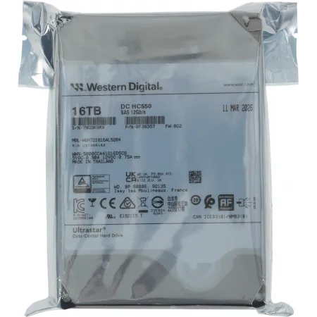 Жесткий диск WD SAS 3.0 16TB 0F38357 WUH721816AL5204 Ultrastar DC HC550 4KN (7200rpm) 512Mb 3.5"
